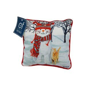 C&F Home Snowman Cat Pillow 7" Snow Cat Small C & F Square Winter Scene